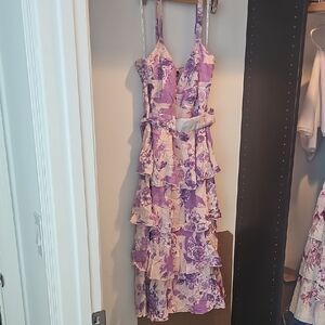 City Chic Purple and Cream Dress
